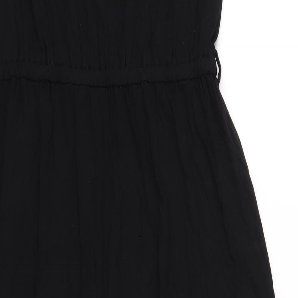 Dorothy Perkins Womens Black Viscose A-Line Size 12 Round Neck Button