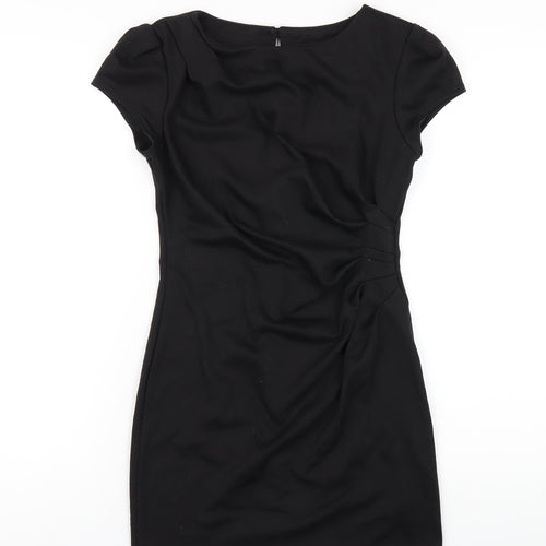 New Look Womens Black Polyester A-Line Size 10 Round Neck Button