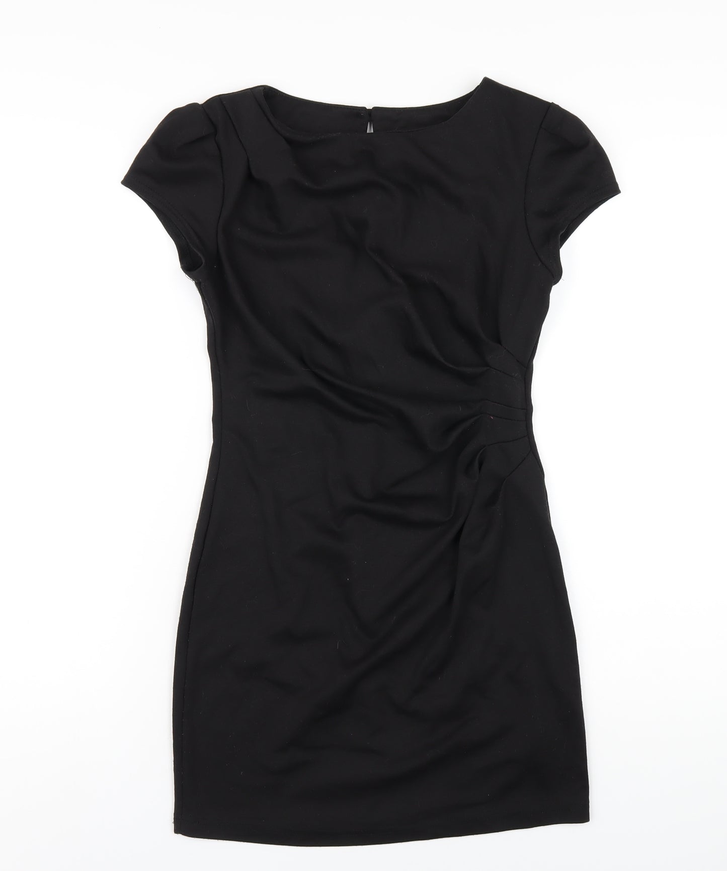 New Look Womens Black Polyester A-Line Size 10 Round Neck Button