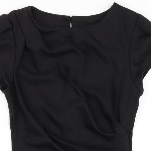 New Look Womens Black Polyester A-Line Size 10 Round Neck Button