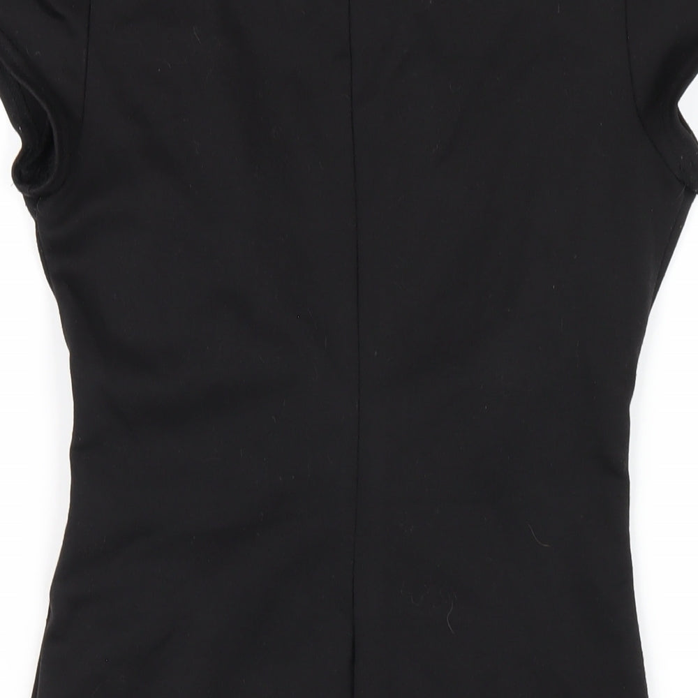 New Look Womens Black Polyester A-Line Size 10 Round Neck Button