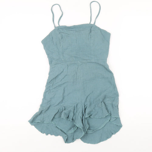 Nasty Gal Womens Blue Polyester Playsuit One-Piece Size 8 Zip