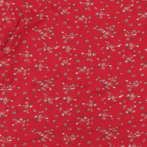 Bonmarché Womens Red Floral Polyester Basic T-Shirt Size S Scoop Neck