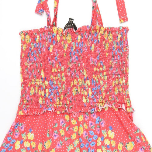 Lipsy Womens Red Floral Polyester Skater Dress Size 8 Square Neck Pullover