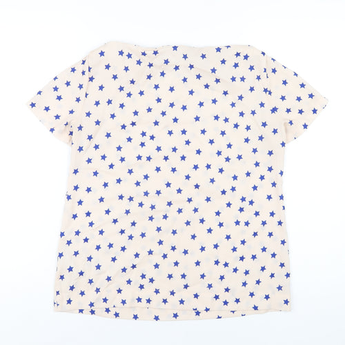 Zara Womens Pink Geometric Polyester Basic T-Shirt Size M Boat Neck