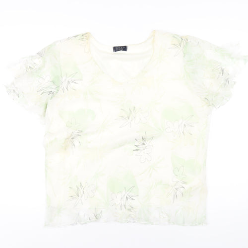 Soul Womens Multicoloured Floral Polyester Basic T-Shirt Size 20 V-Neck