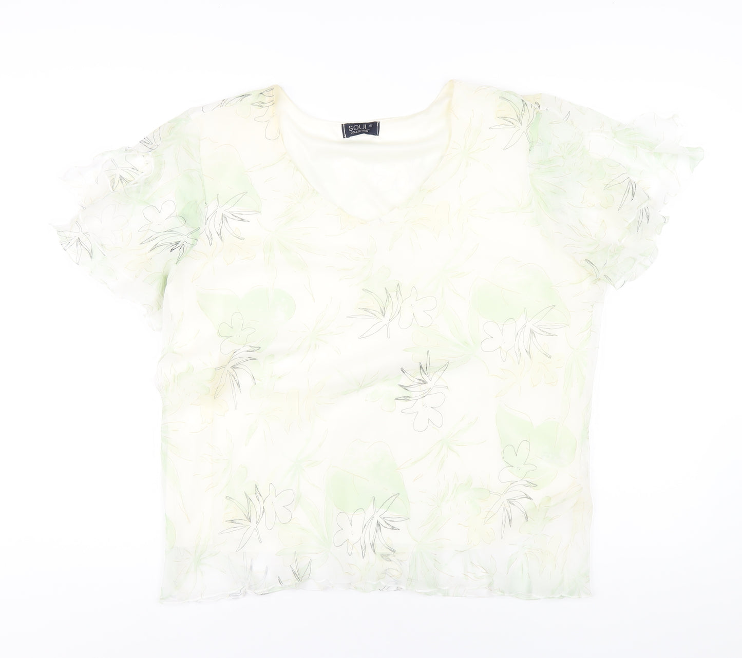 Soul Womens Multicoloured Floral Polyester Basic T-Shirt Size 20 V-Neck