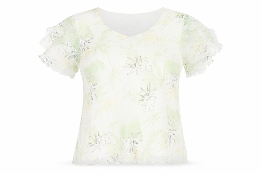 Front view of Soul women’s multicoloured floral polyester basic t-shirt, size UK 20, v-neck