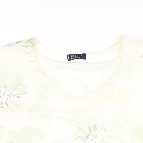 Soul Womens Multicoloured Floral Polyester Basic T-Shirt Size 20 V-Neck