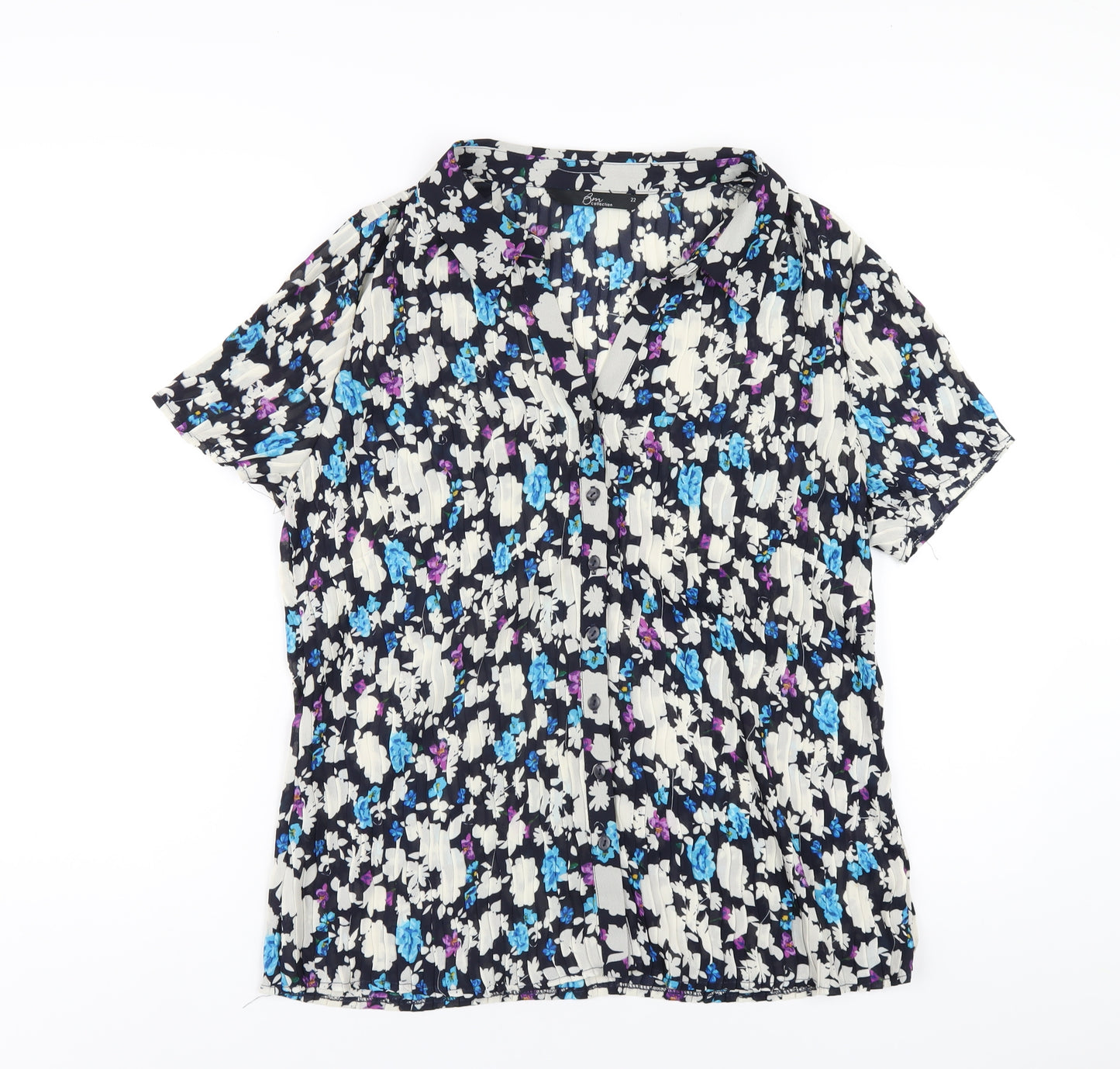Bonmarché Womens Multicoloured Floral Polyester Basic Button-Up Size 22 Collared