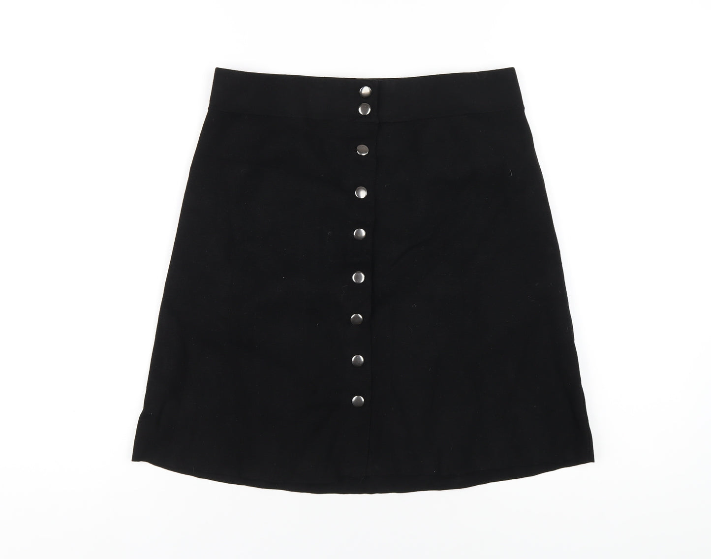 Phase Eight Womens Black Viscose A-Line Skirt Size 12 Snap