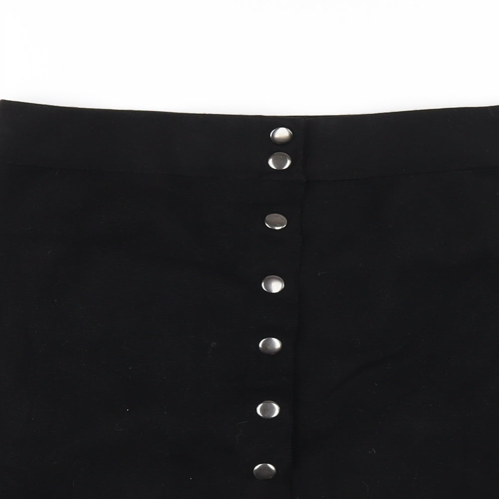 Phase Eight Womens Black Viscose A-Line Skirt Size 12 Snap