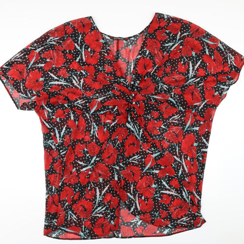 Bonmarché Womens Multicoloured Floral Polyester A-Line Size L V-Neck Pullover