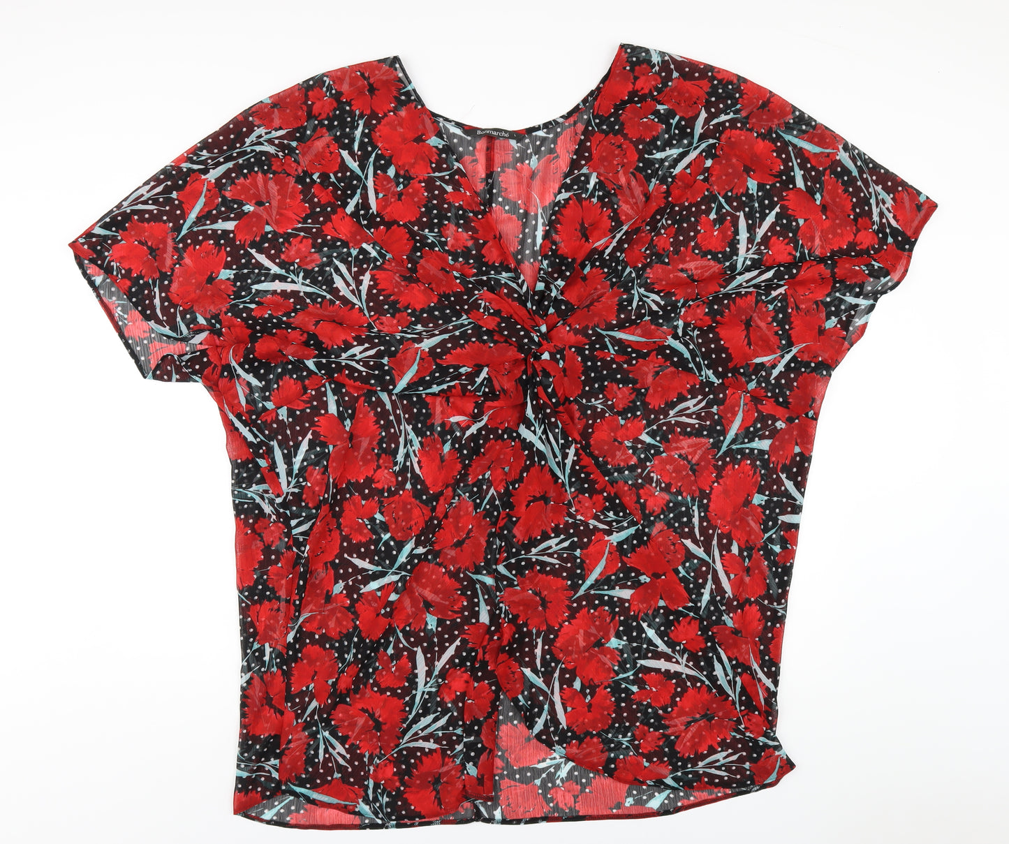 Bonmarché Womens Multicoloured Floral Polyester A-Line Size L V-Neck Pullover