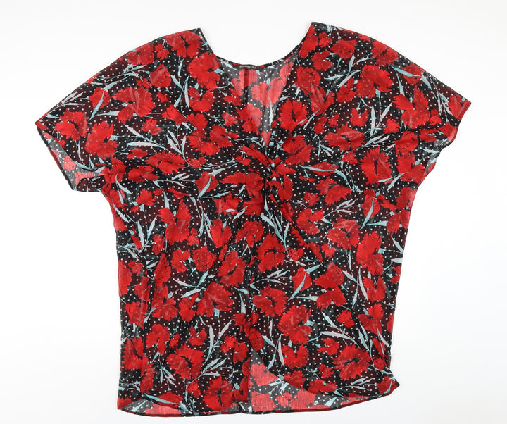 Bonmarché Womens Multicoloured Floral Polyester A-Line Size L V-Neck Pullover