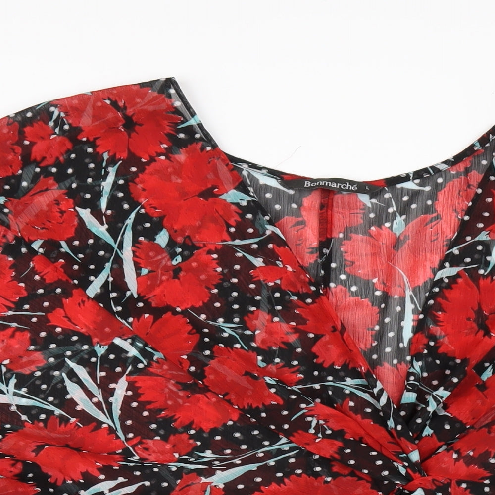 Bonmarché Womens Multicoloured Floral Polyester A-Line Size L V-Neck Pullover