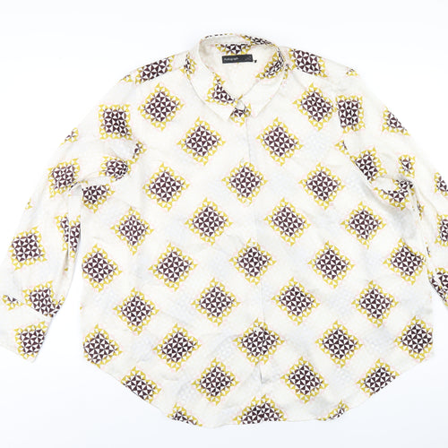 Autograph Womens Multicoloured Geometric Polyester Basic Button-Up Size 22 Collared