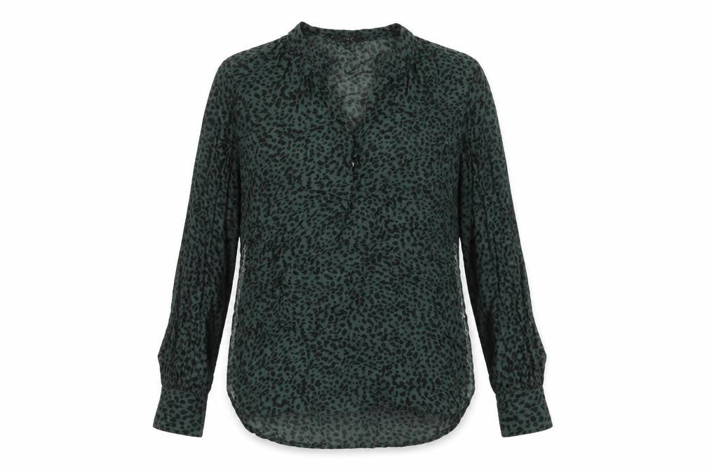Next Womens Green Geometric Viscose Basic Blouse Size 10 V-Neck