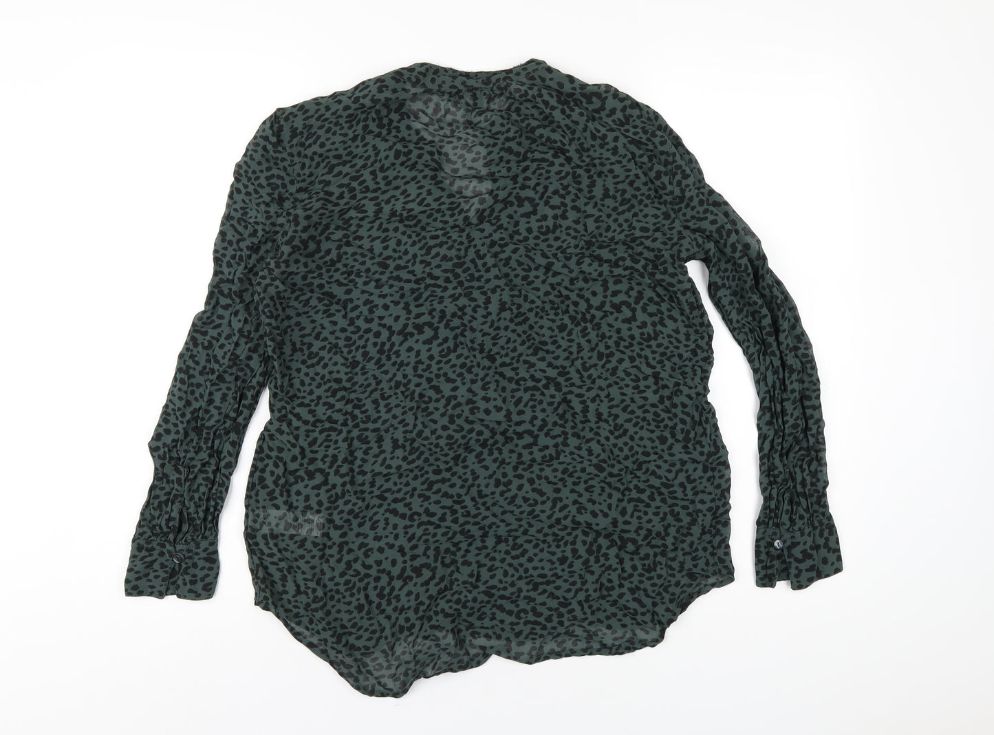 NEXT Womens Green Geometric Viscose Basic Blouse Size 10 V-Neck