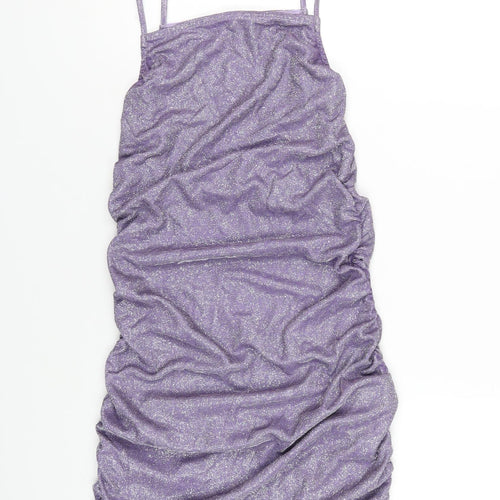 H&M Womens Purple Polyester Mini Size S Square Neck Pullover