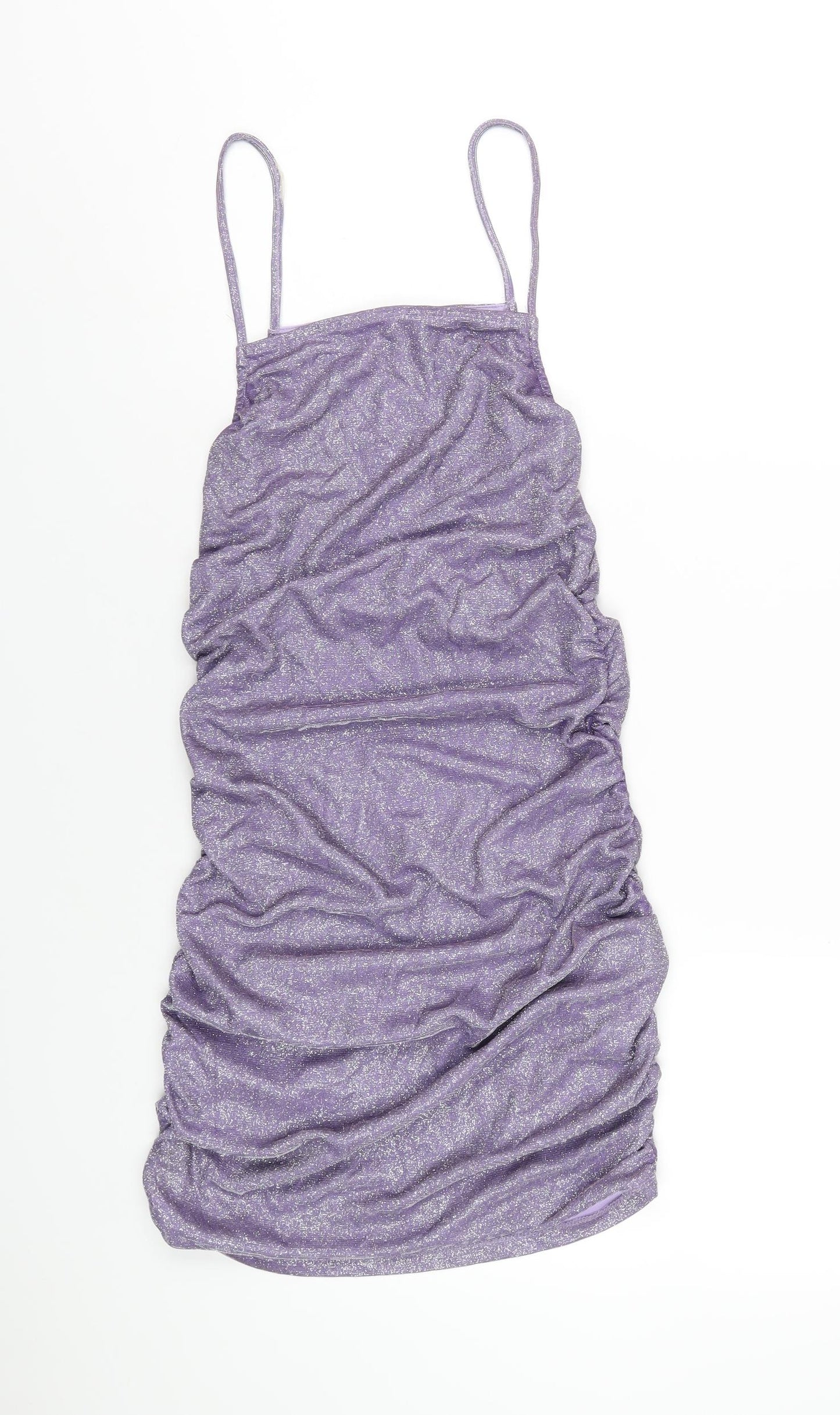 H&M Womens Purple Polyester Mini Size S Square Neck Pullover