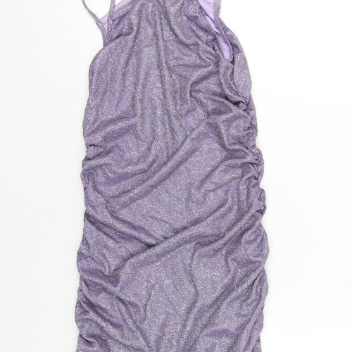 H&M Womens Purple Polyester Mini Size S Square Neck Pullover