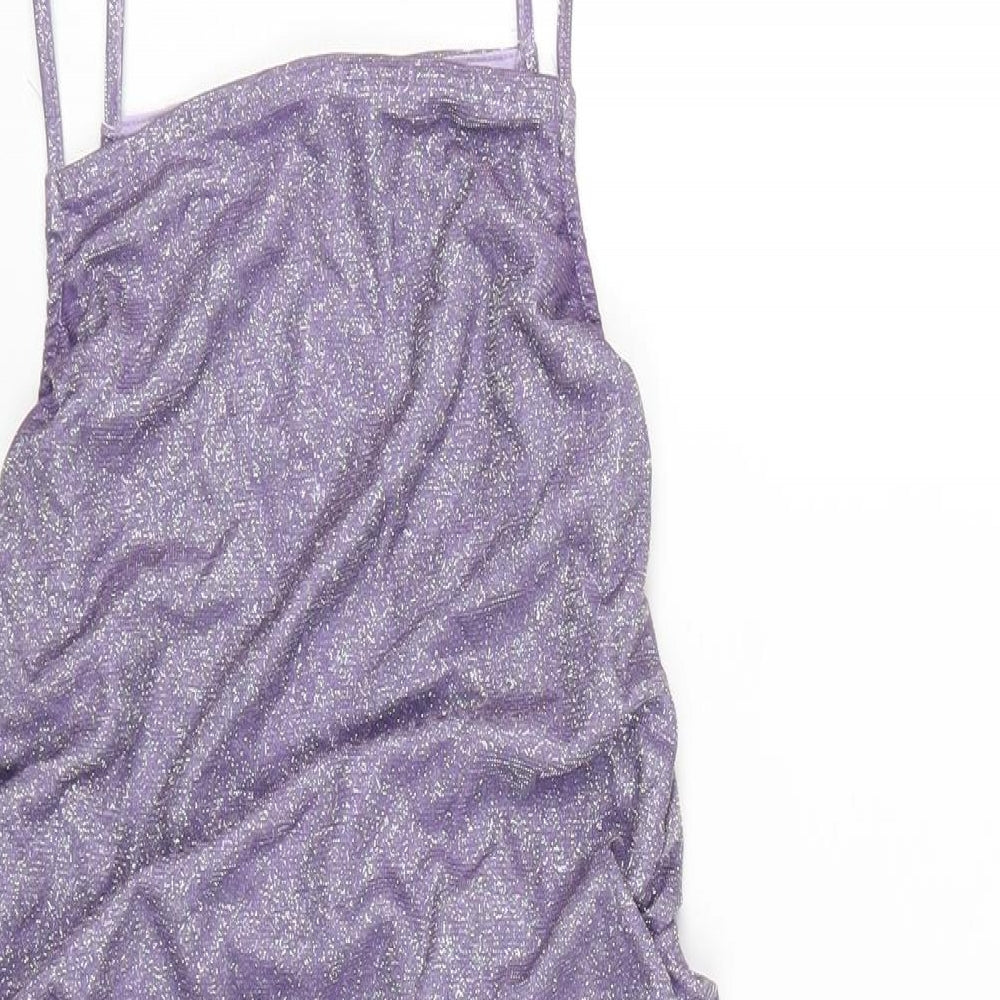 H&M Womens Purple Polyester Mini Size S Square Neck Pullover