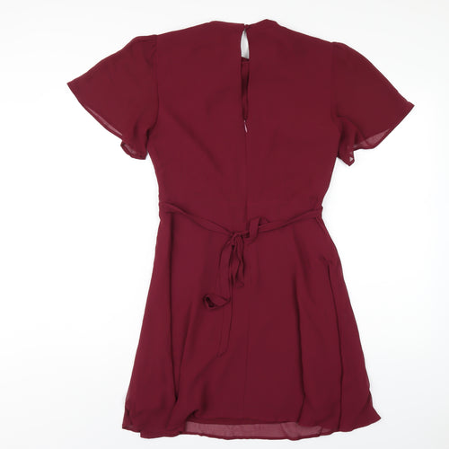 Oasis Womens Purple Polyester A-Line Size 10 Round Neck Zip