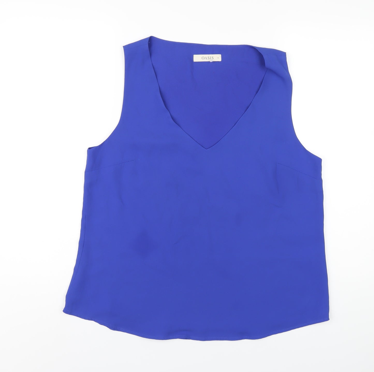 Oasis Womens Blue Polyester Basic Tank Size 16 V-Neck