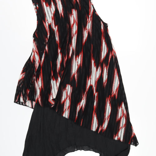 Stella Morgan Womens Black Geometric Polyester Tank Dress Size 14 Round Neck Pullover