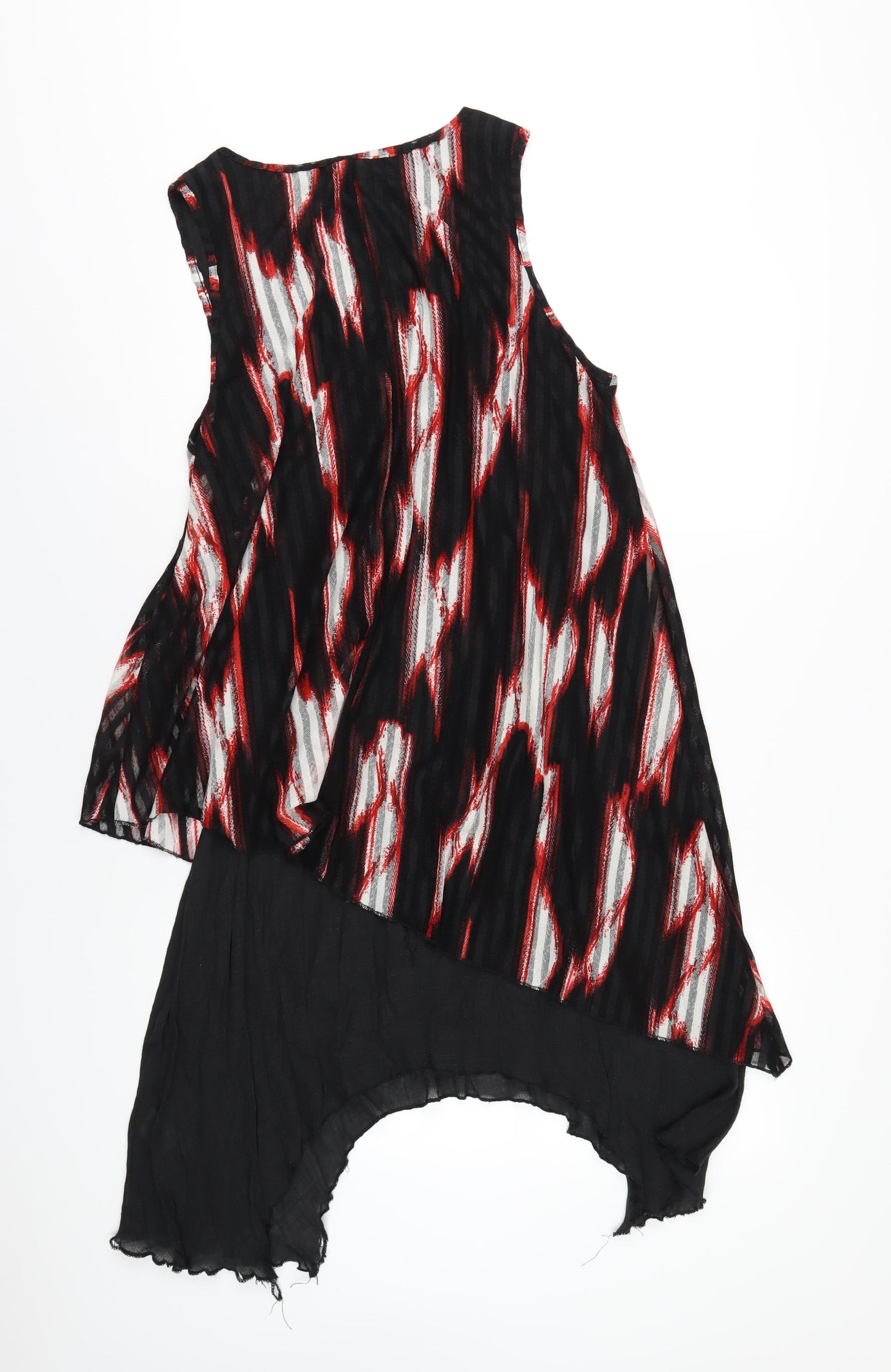 Stella Morgan Womens Black Geometric Polyester Tank Dress Size 14 Round Neck Pullover