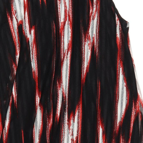 Stella Morgan Womens Black Geometric Polyester Tank Dress Size 14 Round Neck Pullover