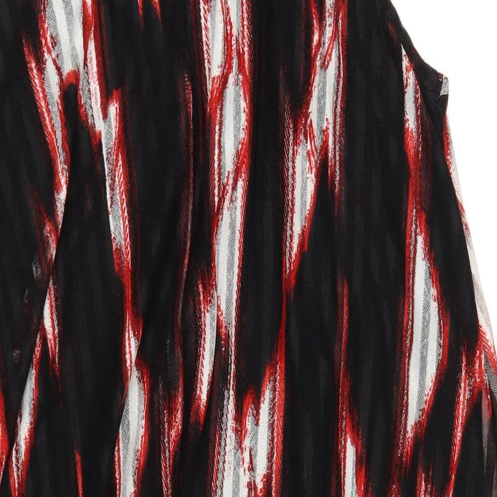 Stella Morgan Womens Black Geometric Polyester Tank Dress Size 14 Round Neck Pullover