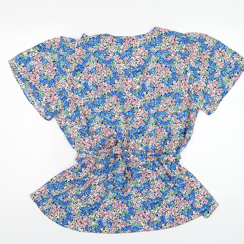 New Look Womens Multicoloured Floral Polyester Basic Blouse Size 16 V-Neck