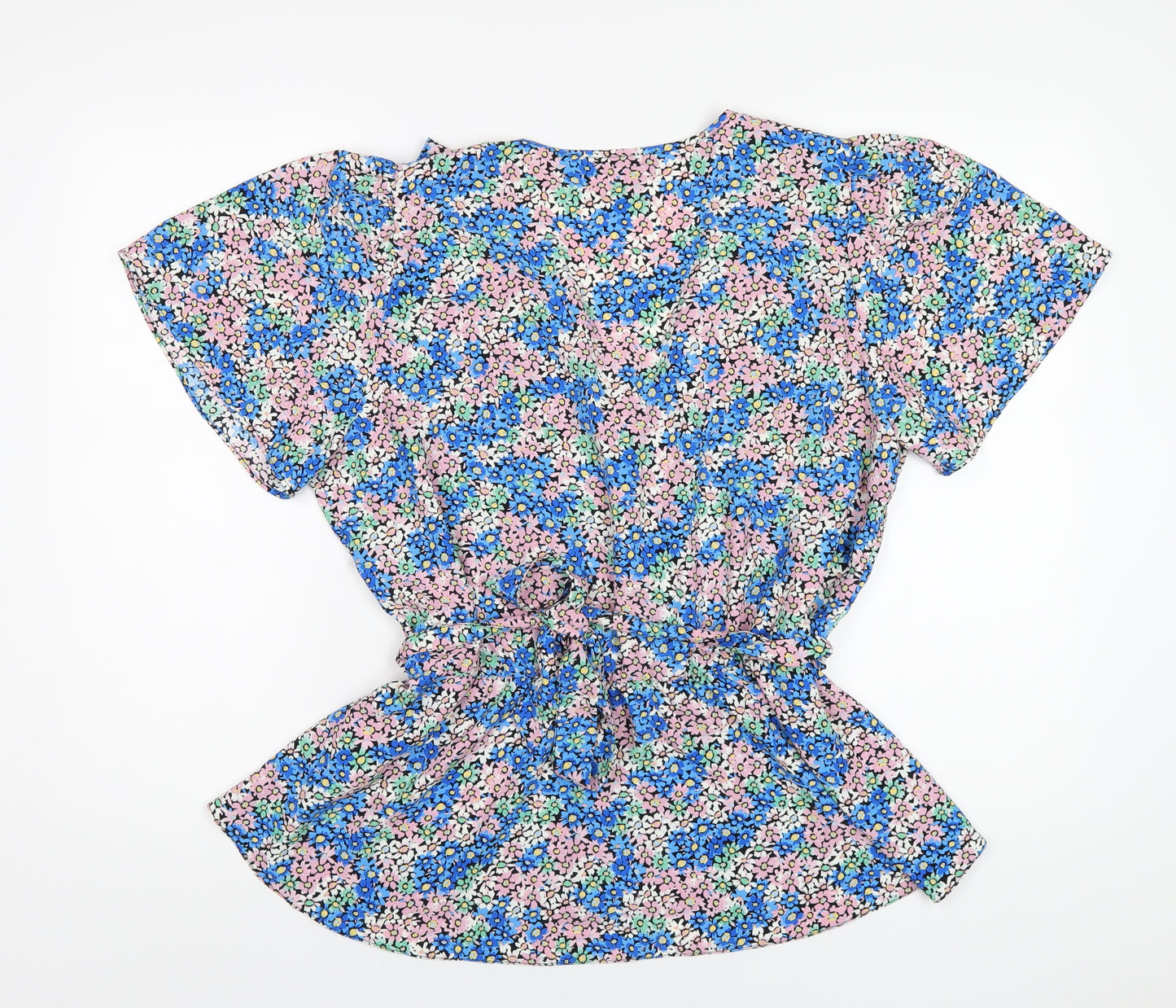 New Look Womens Multicoloured Floral Polyester Basic Blouse Size 16 V-Neck