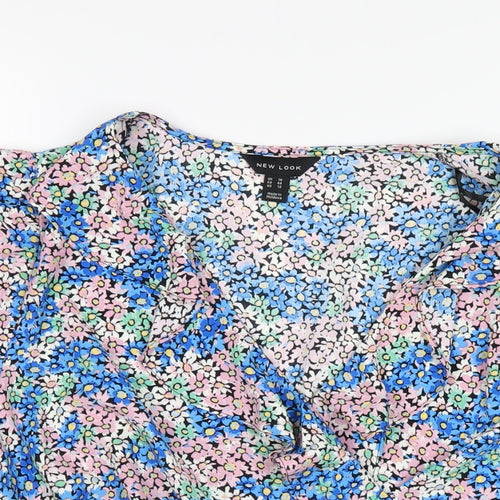 New Look Womens Multicoloured Floral Polyester Basic Blouse Size 16 V-Neck
