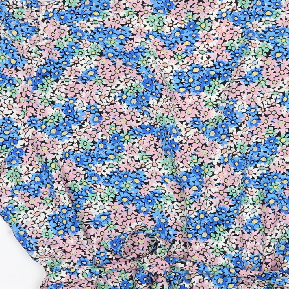 New Look Womens Multicoloured Floral Polyester Basic Blouse Size 16 V-Neck