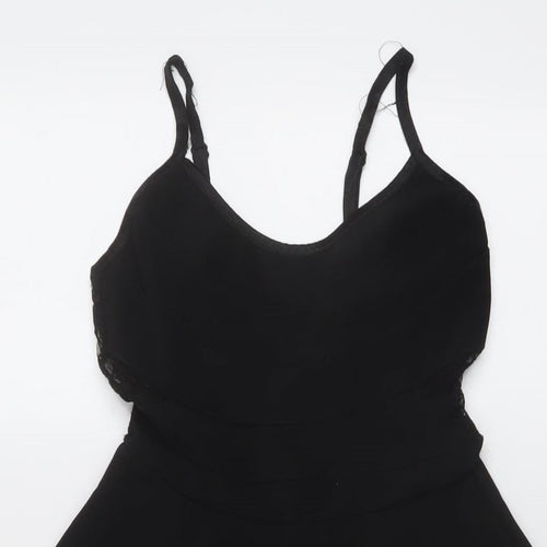 Miss Selfridge Womens Black Polyester Skater Dress Size 6 Round Neck Pullover