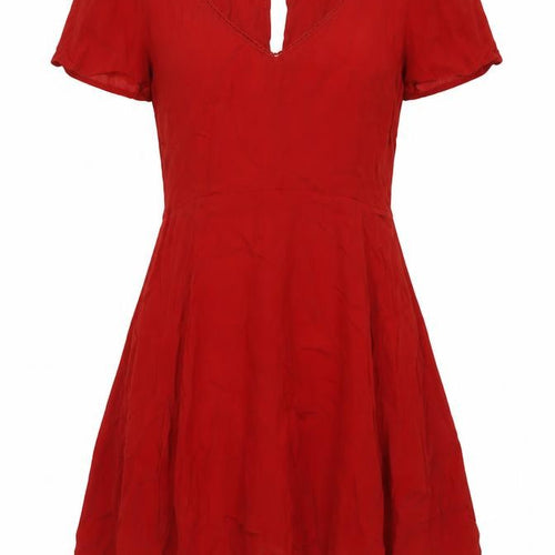 Miss Selfridge Womens Red Viscose A-Line Size 10 V-Neck Buckle