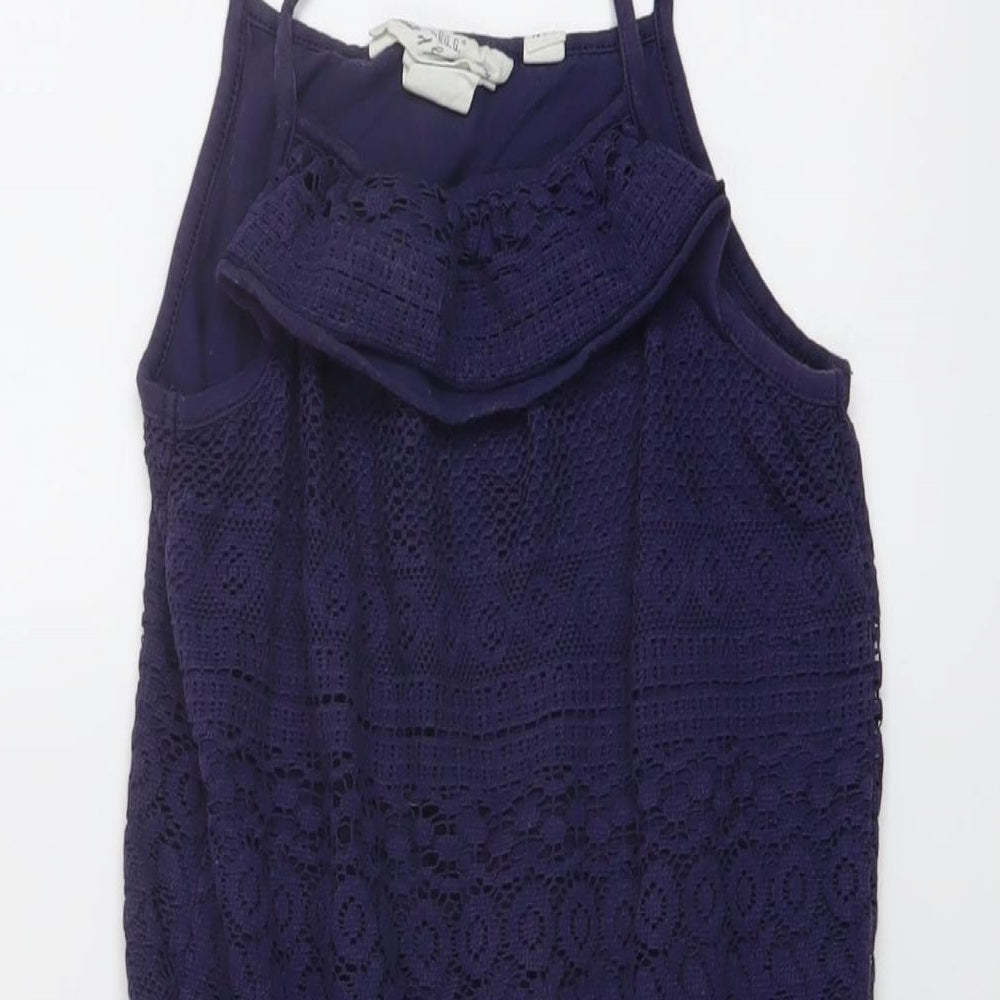 H&M Girls Blue Cotton Playsuit One-Piece Size 8-9 Years Pullover