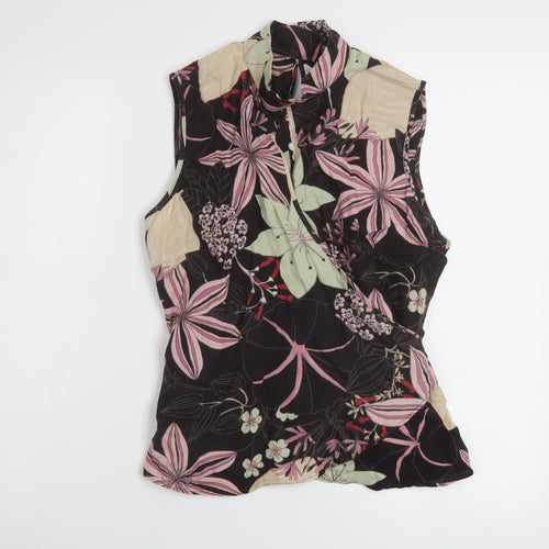 NEXT Womens Multicoloured Floral Linen Wrap Tank Size 16 Mock Neck