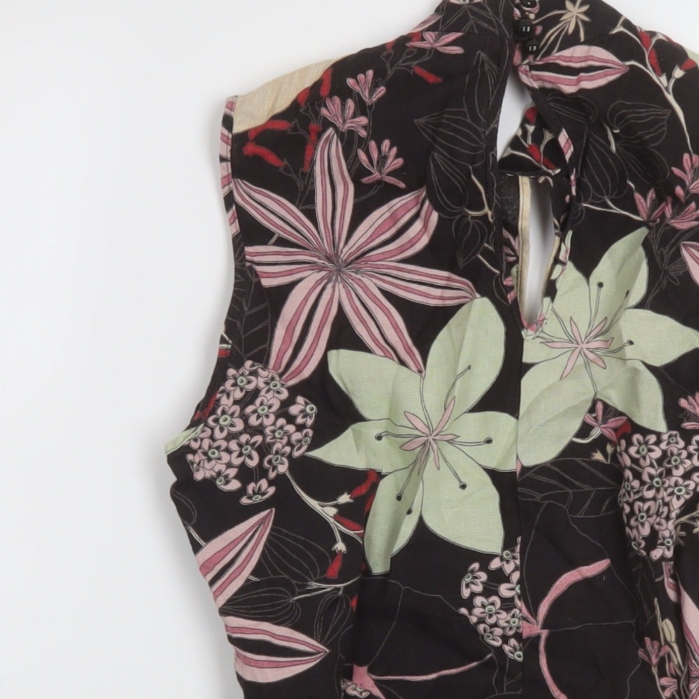 NEXT Womens Multicoloured Floral Linen Wrap Tank Size 16 Mock Neck