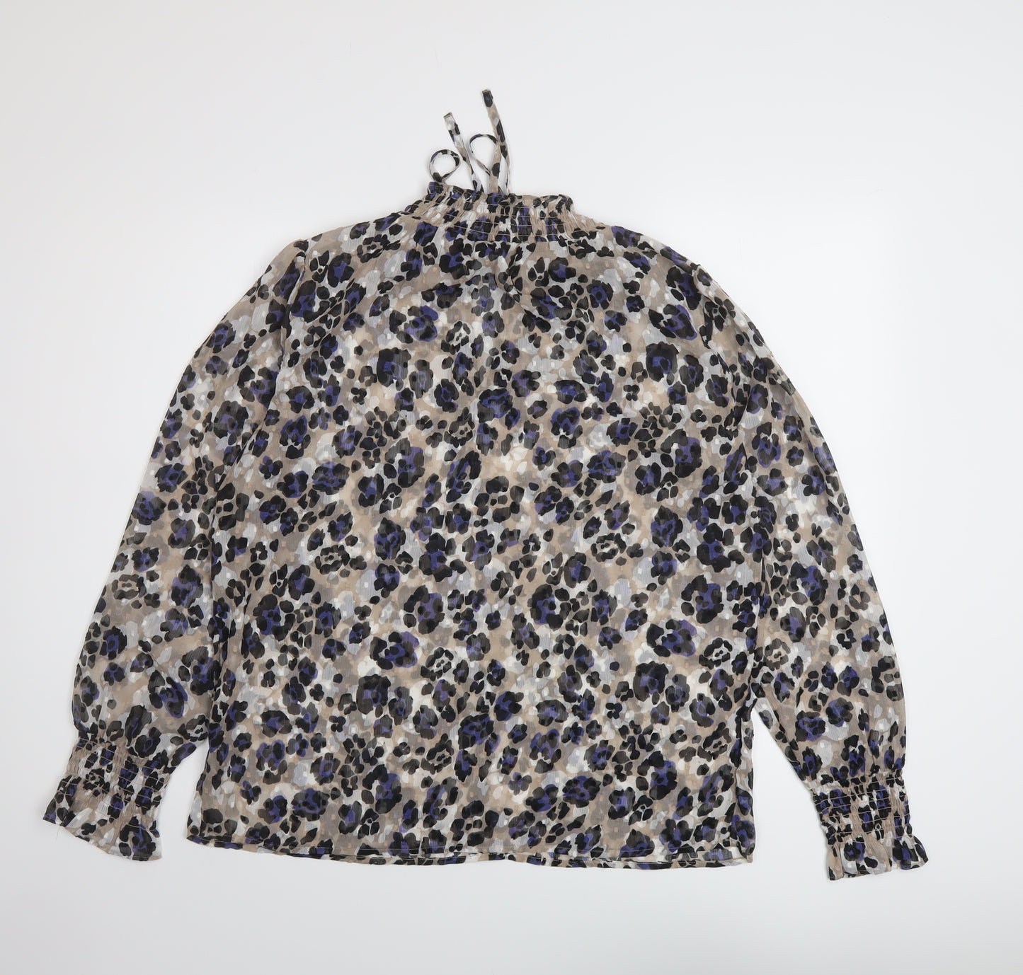 Marks and Spencer Womens Multicoloured Animal Print Polyester Basic Blouse Size 10 Mock Neck