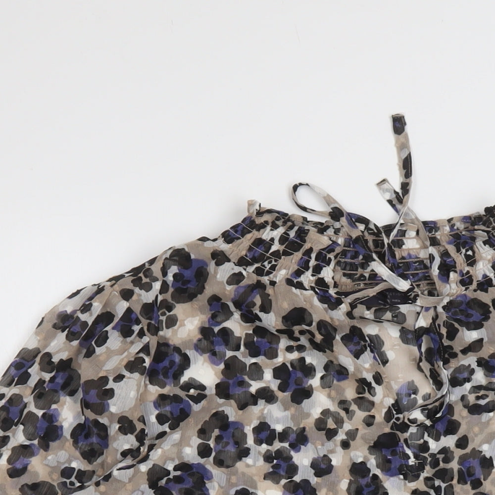 Marks and Spencer Womens Multicoloured Animal Print Polyester Basic Blouse Size 10 Mock Neck