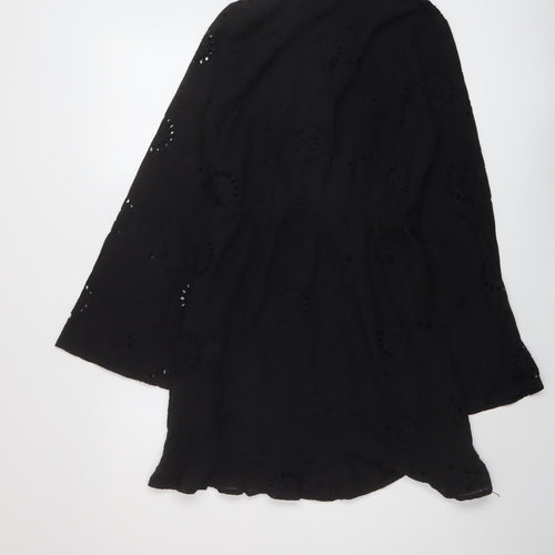 Missguided Womens Black Cotton A-Line Size 6 V-Neck Pullover
