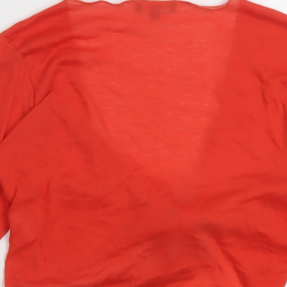 Per Una Womens Red V-Neck Polyester Shrug Jumper Size 14