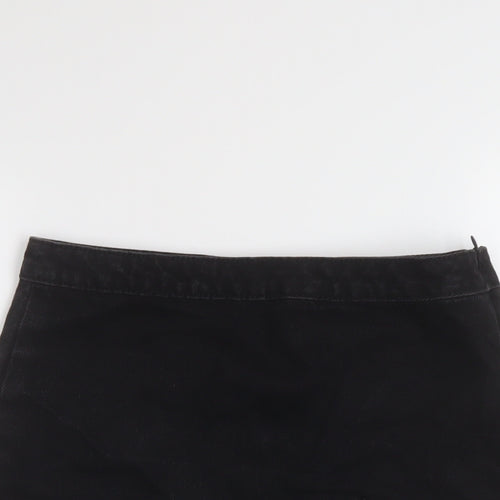 Denim & Co. Womens Black Cotton Mini Skirt Size 8 Zip