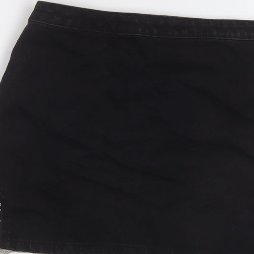 Denim & Co. Womens Black Cotton Mini Skirt Size 8 Zip