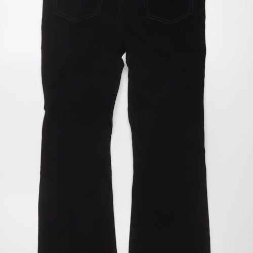Marks and Spencer Womens Black Cotton Bootcut Jeans Size 10 L30 in Regular Button