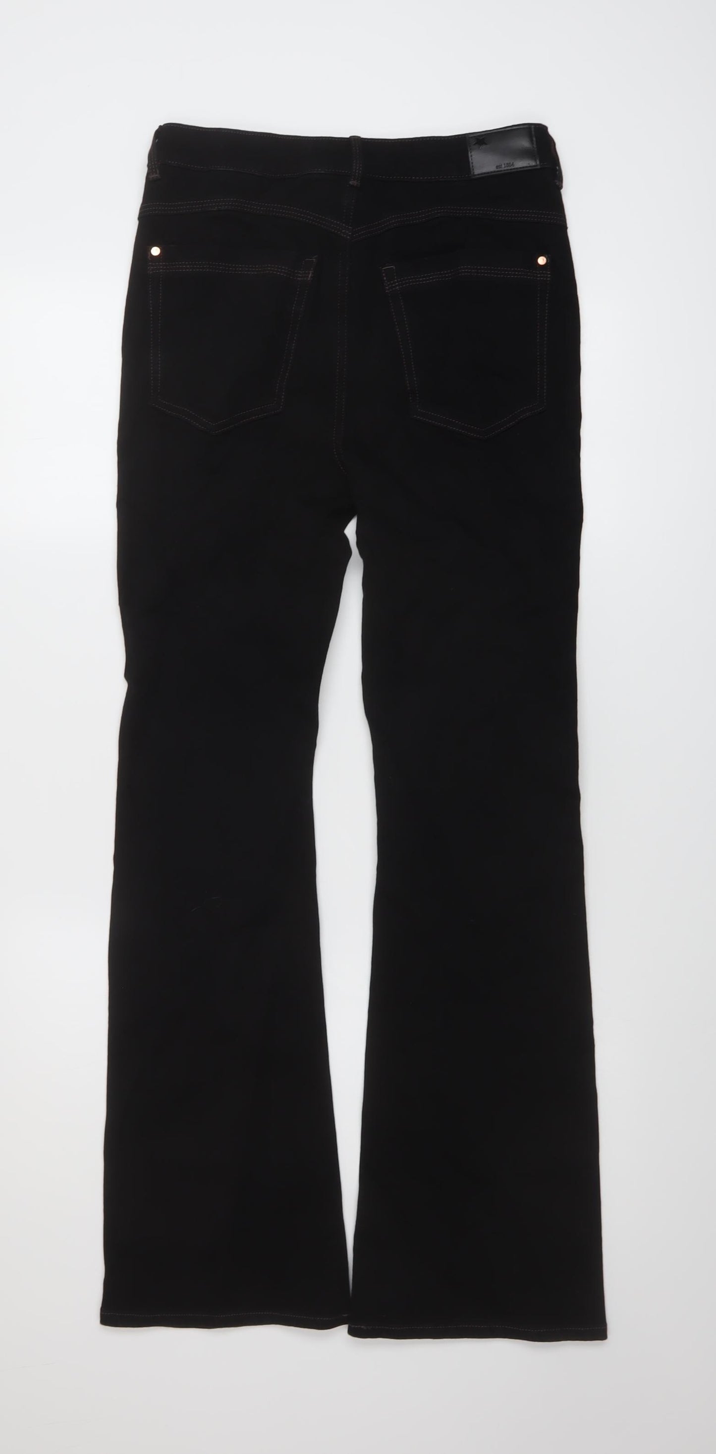 Marks and Spencer Womens Black Cotton Bootcut Jeans Size 10 L30 in Regular Button